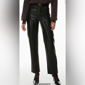 Aritzia Wilfred black Melina faux leather pants size 16, straight leg